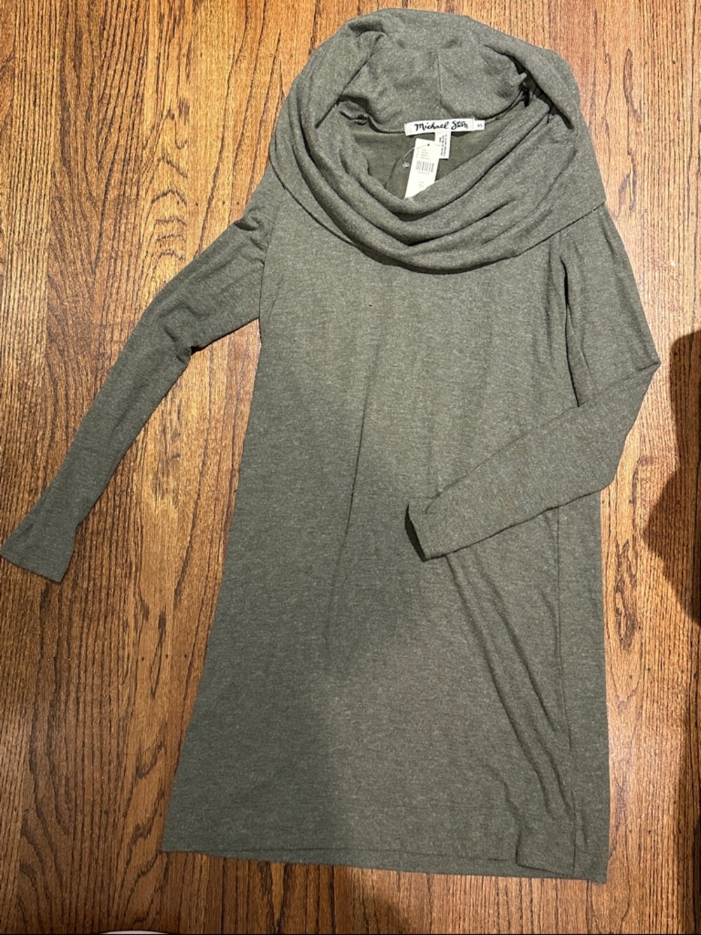 NWT! Michael Stars Olive Green Draped Cowl Neck Dress XS - Picture 3 of 3